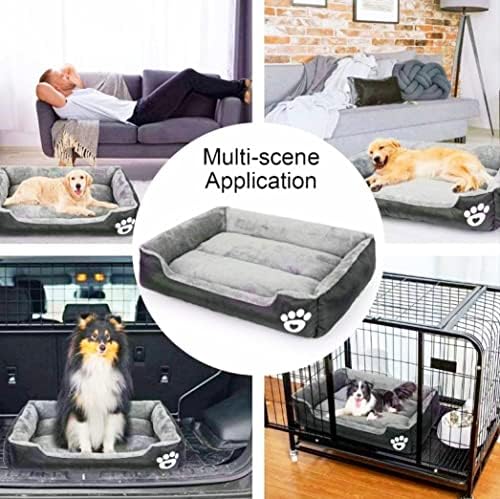 מיטת כלבים לכלבים בינוניים, מלבן מיטת כלבים רחיצה נוחה ונושמת ספה מחמד מחממת מיטת כלבים אטומה למים.