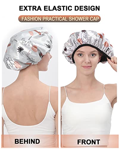 מוצרים חדשים הם זמן מוגבל לחצי מחיר - yizijizi 2 pcs כובעי מקלחת מרופדים טרי, שכבה משולשת כובע מקלחת גדול