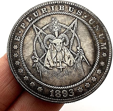 1893 אשף מטבע אמריקאי משוטט קוסם עיזים גולגולת זיכרון גולגולת קשיח מטבע קשיח מתנה לאתגר מזל מטבע