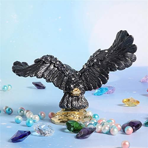 Waltz & F Black Eagle Metal Metal תיבת Trinket תכשיט מחזיק טבעת צבוע ביד בעלי חיים קישוט פסלון אספני