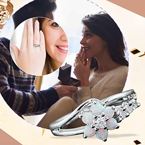 נשות מעודנות וינטגיות טבעת טבעת זירקון לבן ורוד טבעת נחושת טבעת נשים טבעות וינטג '