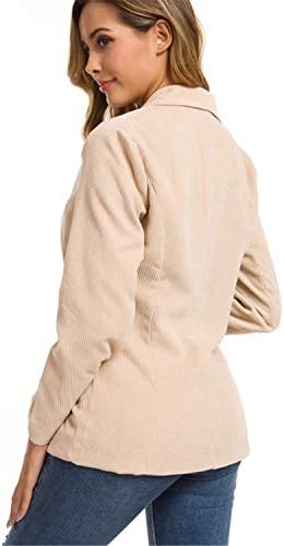 שרוולים ארוכים מזדמנים של Andongnywell צבעים ארוכים בצבע אחיד כפתור אחד רופפים נשים חליפות באורך אמצע מעילים מעילים.