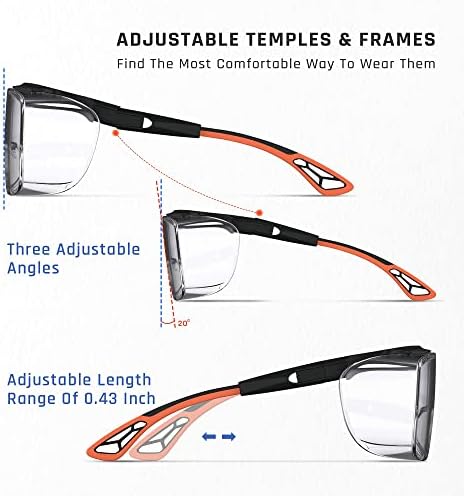 משקפי בטיחות מעל משקפי ראייה, משקפי בטיחות נגד ערפל מתאימים על משקפי מרשם, הגנת עיניים Z87 לגברים נשים