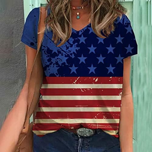 נשים 4 ביולי צמרות תלבושת יום העצמאות האמריקאית תלבושת מזדמנת חולצות פטריוטיות רופפות ארהב