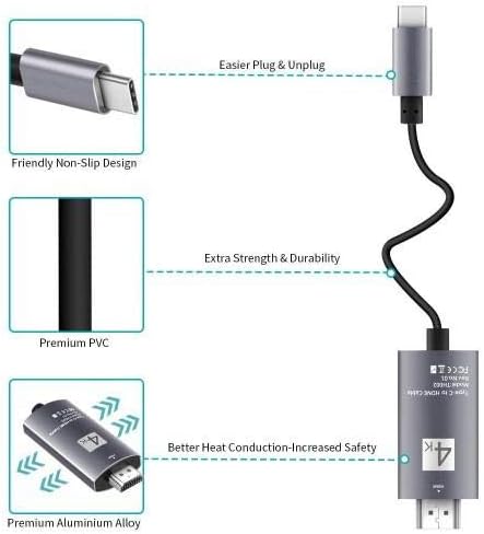 כבל Goxwave תואם ל- JBL משקף מיני NC - כבל SmartDisplay - USB Type -C ל- HDMI, כבל USB C/HDMI עבור JBL משקף מיני NC -