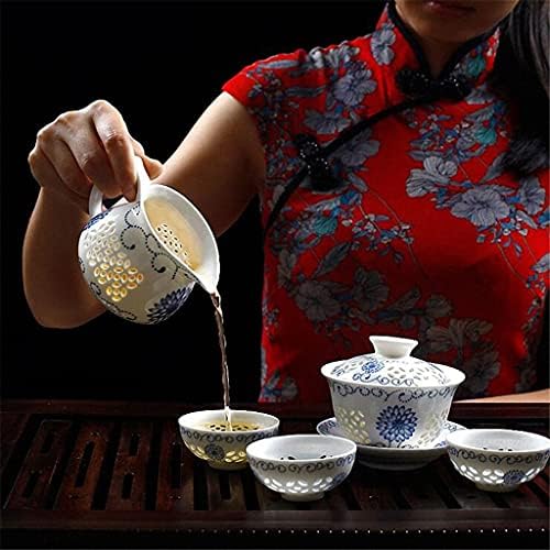 וולנוטה תרבות סינית סטים תה כחול-לבן מערכי תה ג'ינגדז'ן קונג פו סט תה קרמיקה כוס קרמיקה וטקס תה צלוחית גאיוואן (צבע: A,
