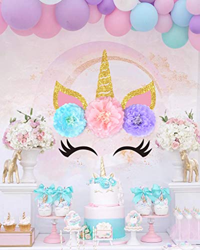 חד קרן רקע מסיבת קיר קישוטי-חד קרן פרח רקע עבור בנות יום הולדת תינוק מקלחת