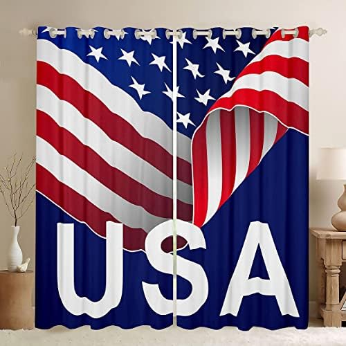 בני נוער ארוזברידיאליים וילונות חלון דגל אמריקאים 52 WX63 L, וילונות ארצות הברית לילדים בנים למבוגרים, ארהב פדרציות