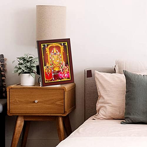 זיג זג לורד סרי טירופטי Venkateshwara Swamy עם Padmavati & Lakshmi Devi מסגרת תמונה קטנה לגודל שולחן קיר קטן