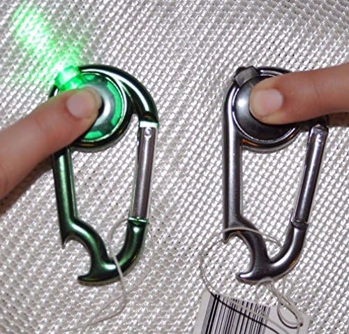 6 x פנס LED עם פתיחת בקבוקים קרבינר/טבעת/שרשרת מפתח, קליפ על חגורות