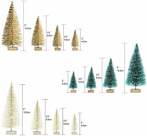 עץ חג המולד 8 חלקים עץ חג המולד סיסל ארז משי - קישוט עץ חג המולד קטן - זהב כסף כחול בצבע כחול לבן עץ עץ חג המולד