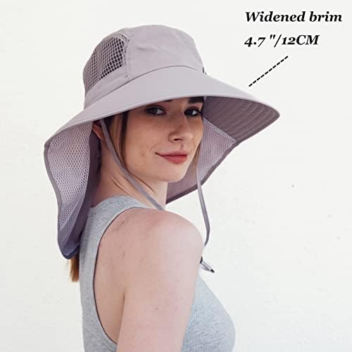 כובע שמש נשים הגנת UV כובע דיג כובע הליכה אטום למים כובע גינון רחב שוליים עם דש צוואר