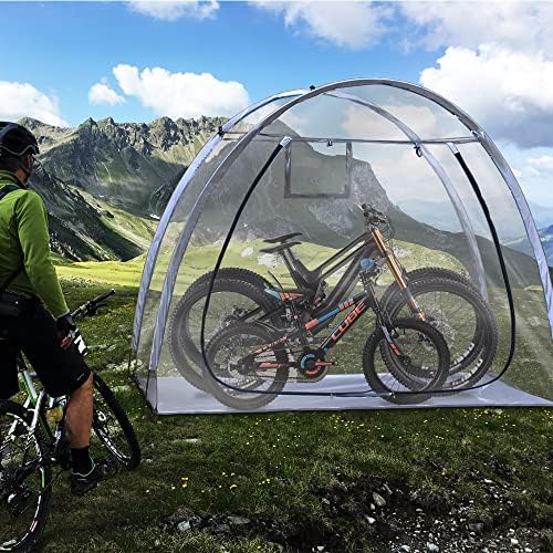 אוהל אופניים פרולי 6.6ft אטום מים אוקספורד 210D אוקספורד, מחסה לכיסוי אופניים חיצוני עם עיצוב חלונות, אוהל אחסון