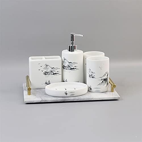 מתקן סבון בקבוק קרם קרם קרמיקה קרמיקה אביזרי אמבטיה קרמיקה סט ל 6 ערכות אמבטיה לשירותים במלון אמבטיה כולל מתקן