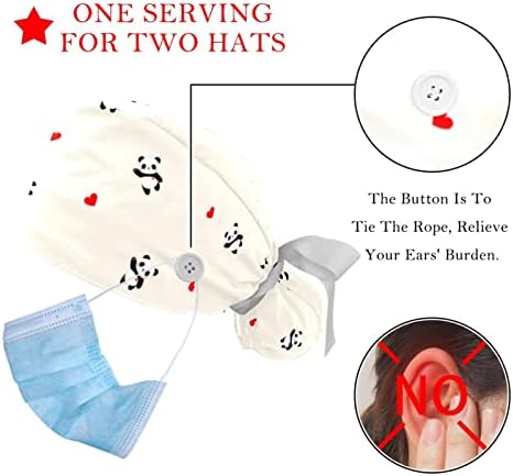 Jdez 2 pcs כובעים עובדים לגברים דפוסים חמודים פנדה מתכווננת נשים עובדות כובעי כובעי בופנט עם רב -זיעה מולטי רצועה