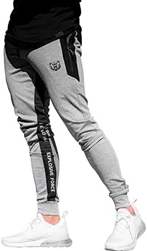 מכנסי מסלול מסלול חדר כושר של Boomlemon גברים מכנסיים מסלול מזדמנים מתאימים אימון אתלטי מחודד מכנסי טרנימה עם כיס רוכסן