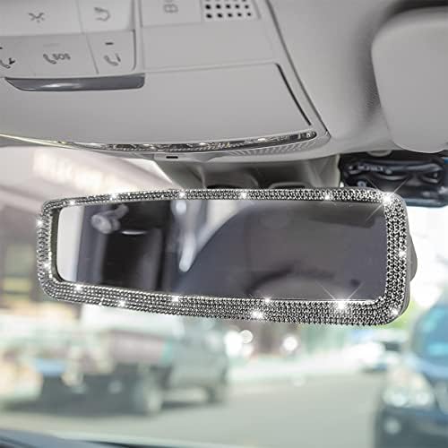 CAR BLING MORIEW OREWIEW, אבני חן יהלומי קריסטל מראה אחורי מראה עם זכוכית HD, קליפ אוניברסלי על מראה אחורית למכוניות, כלי
