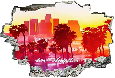 קוקוקן אמריקאי לוס אנג'לס ציור אמנות לוס אנג'לס נוף עירוני 3D מדבקות קיר קיר קיר קיר אמנות פוסטר נשלף ויניל מדבקות לחדר