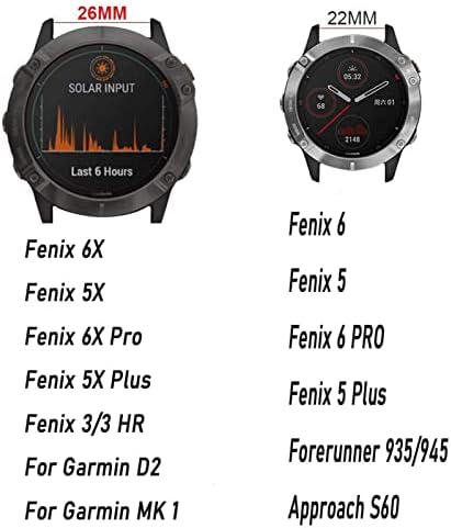 KGDHB 20 22 26 ממ מהיר רצועת Watchband לרצועת Garmin Fenix ​​5 5 Plus 6 6x Pro 3HR D2 MK1 935 Watch Smart Silicone Easyfit
