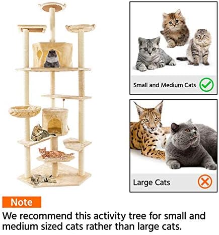 80 מוצק חמוד סיסל חבל קטיפה חתול לטפס עץ חתול מגדל בז' - איכות ציוד לחיות מחמד