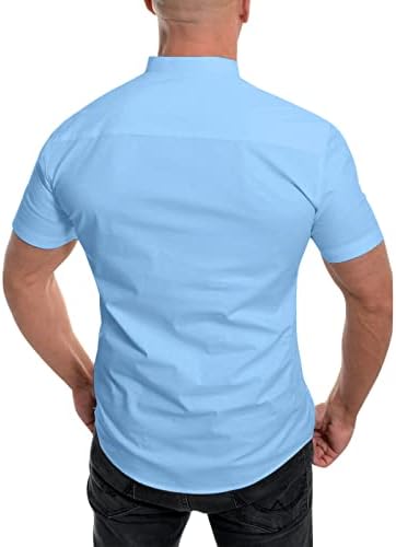 כפתור גברים של יאנגקיג'י למטה חולצת שרוול קצרה חולצות באולינג לגברים חולצה לגברים בגברים גדולים וגבוהים בצבע אחיד