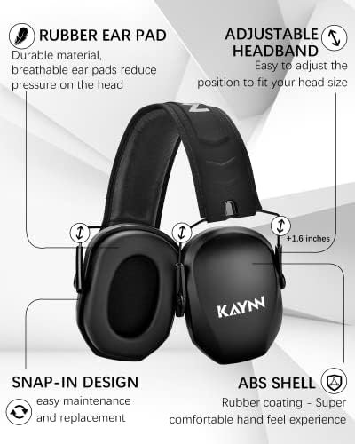 KAYNN 018 הגנת האוזן הגנה על שמיעה על ירי טווח אקדח 27DB NRR אוזניות ביטול רעש