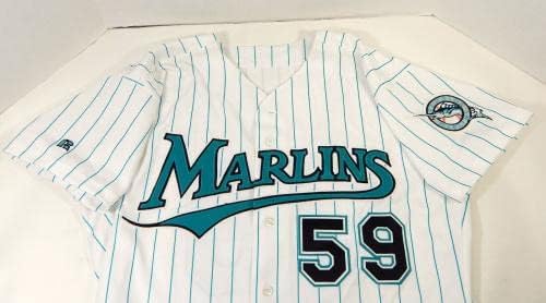 1993-02 פלורידה מרלינס 59 משחק הונפק ג'רזי לבן 46 DP14328 - משחק השתמשו ב- MLB גופיות