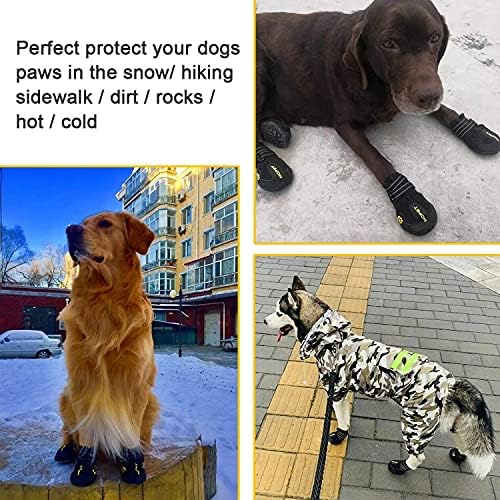 נעלי כלב HCPET, מגפי כלבים לכלבים גדולים, מגני כלבים אטומים למים מגן על מדרכה חמה בקיץ, יום מושלג חורפי, הליכה