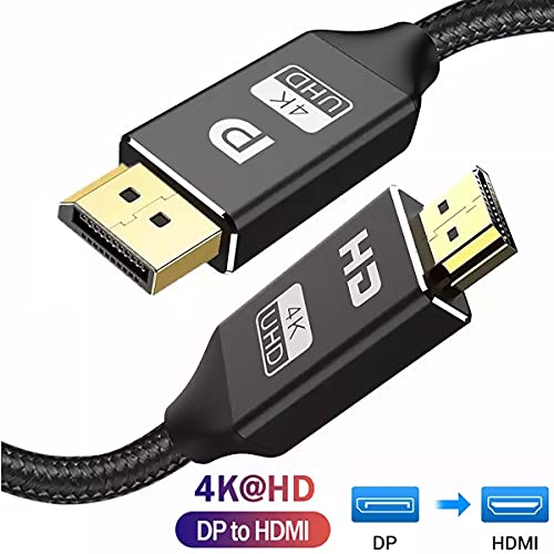 DP ל- HDMI כבל 1.5 מ '/4.9ft, מחשב לטלוויזיה צג מקרן מקרן תצוגה העברת מסך העברת תמיכה 4K רזולוציה, 1.4 גרסת 4D, לחיבור