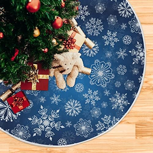 OARENCOL חג המולד פתית שלג שלג דפוס כחול דפוס עץ חג המולד חצאית 36 אינץ