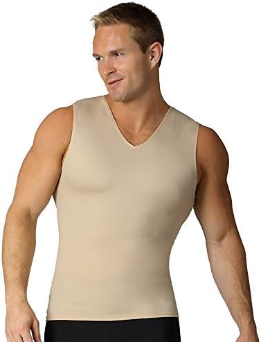 Insta Slim Mens Decression ללא שרוולים v חולצת שריר צוואר- גוף גוף הרזיה