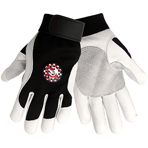 Global Glove HR3008 Goatsinkin Premium כיתה Hot Rod ™ כפפת ספורט עם גב סטרץ שחור אחורי ושרוול אלסטי, עבודה, גדולה במיוחד