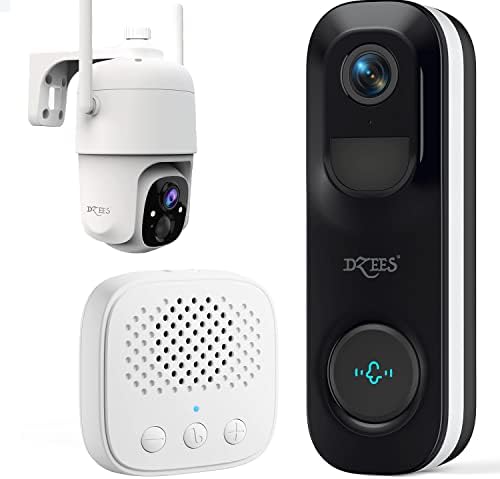 מצלמות אבטחה 2K מצלמות אבטחה אלחוטיות WiFi חיצוניות, מצלמת פעמון אלחוטית, סירנה אזעקה זרקור מצלמה חיצונית מצלמה
