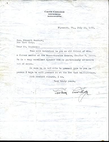 קלווין קולידג 'JSA COA חתום יד 1932 חתימת אותיות