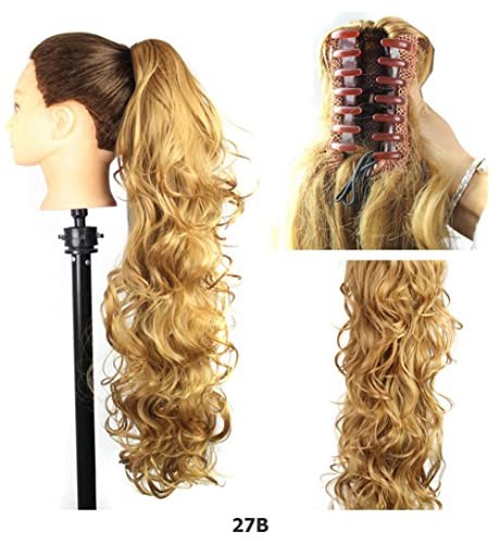 נשים טופר סינטטי קוקו שיער הרחבות קוקו מתולתל שיער ארוך זנב שיער סיבי טמפרטורה גבוהה 24 ב613 26 סנטימטרים