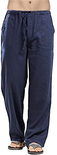 ג'שיפנג'יוסו מכנסי פשתן של גברים מכנסיים קיץ מזדמנים מכנסיים רופפים מכנסיים קלים מותניים אלסטיים מכנסי יוגה רחבים