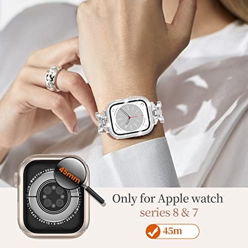 להקת שעון של Letoid 45 ממ ומארז סט תואם ל- Apple Watch, רצועת עור רב -שכבתי מפוארת רצועת עור עבור iwatch, צמיד צמיד צמיד צמיד