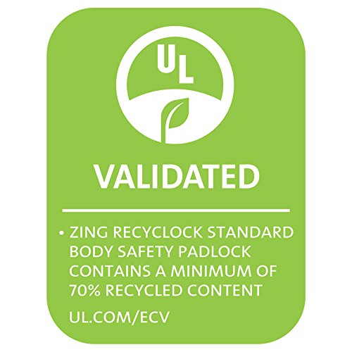 מוצרים ירוקים Zing 7063 מנעול בטיחות Recyclock מפתח כאחד, כבילה בגודל 1.5 אינץ ', גוף בגודל 1.75 אינץ', אדום,