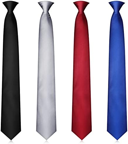 4 חתיכות קליפ על עניבות מוצק צבע עניבה עניבות לגברים ילד משרד 100 יום של תלבושת אחידה בבית הספר, 20 אינץ', 4 צבעים