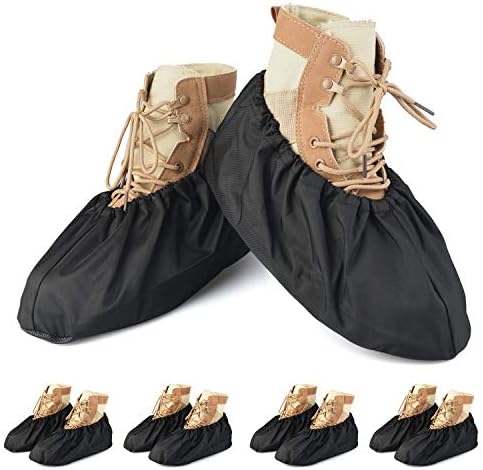 פלסמאלר 5 זוגות שחור ללא החלקה מכסה נעל לשימוש חוזר לכיסויי מגף מעבה ביתי, xl