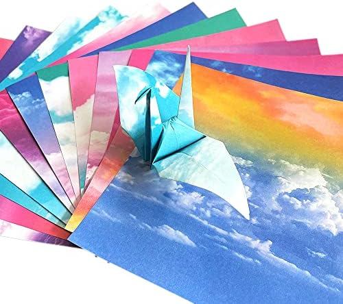 ערכת נייר אוריגמי 6 על 6 100 גיליונות 24 צבעים חיים דו צדדיים אותם דפוסים מסורתיים מודפסים מרובעים לפרויקטים