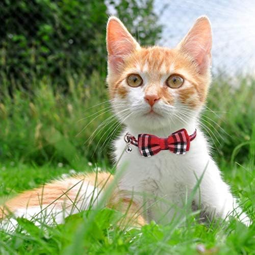 חתול צווארון עם פעמונים, חתול צווארון בדלני עניבת פרפר חתול צווארון בנדנה חתול קולרים עם צעיף ועניבת פרפר לחתולים גור