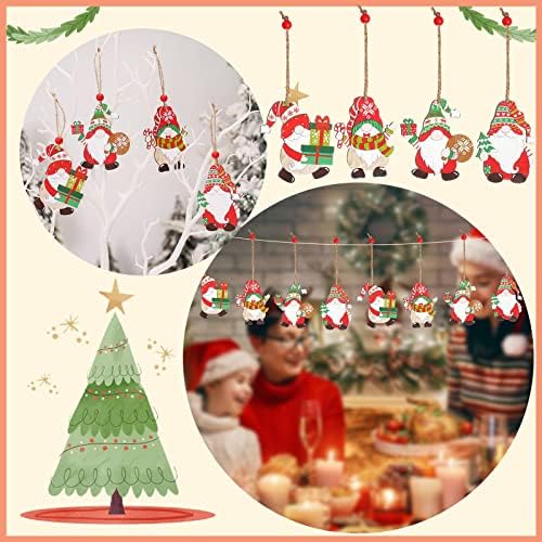 קישוטים תלויים לחג המולד לדלת קישוטי חג המולד צבועים תליון בובה ללא פנים מעץ