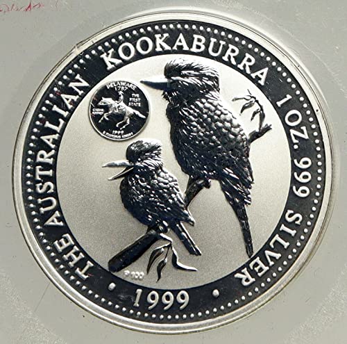 1999 AU 1999 אוסטרליה 2 קוקאבוררה ציפורים אוסטרליות 1oz 1 דולר טוב לא מוסמך