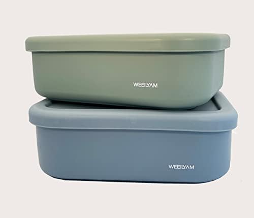 Weeilyam, כחול בהיר 3-תאים סיליקון קופסת בנטו קופסה גמישה מיכל עיצוב אטום דליפות לארוחת צהריים וארוחות בדרכים
