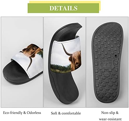 סקוטי היילנד פרה למבוגרים נעלי בית חוף מקלחת סנדלי קיץ החלקה חיצוני נעל עבור גברים נשים