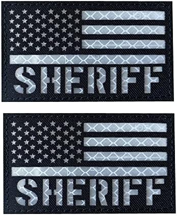 2 חבילה טלאי שריף רפלקטיבי דגל ארהב עם חוזק לרתום שירות צווארון אפוד טקטי גיבוי וו-קרם