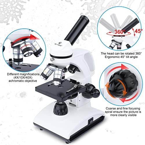 100-2000 מיקרוסקופים ביולוגיים, לילדים סטודנטים מבוגרים, מיקרוסקופ עם סט שקופיות מיקרוסקופ, מתאם טלפון, מיקרוסקופים