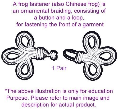תפירה מגמות צפרדעים סגירות כפתור סיני וו אטב אטב-צבע שחור-צמה צמה שלוש לולאות צפרדע גדולה- FG4750-B-BLK