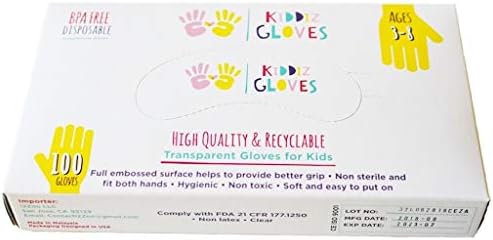 כפפות קידיז: כפפות חד פעמיות ידידותיות לסביבה לילדים בגילאי 3-8. שימוש רב תכליתי-ללא לטקס, ללא אבקה, ללא ציפוי, למחזור